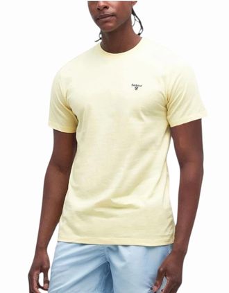 Barbour Mens Barbour Mens Essential Sports T-Shirt Crew Neck Regular Fit Soft Cotton T-Shirts - Yellow - Size: 36