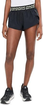 Brooks PR Elite Split Shorts Womens Shorts Black/Luminary : 2XL (US 20-22), Jersey/Polyester