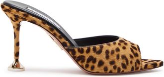 Aquazzura Aquazzura Bisous 85 Leopard-print Calf-hair Mules - 36 (IT36 / UK3)