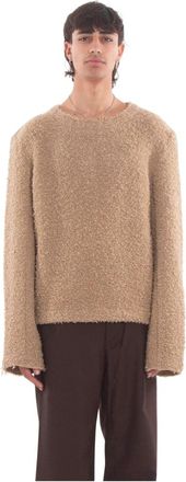 S&eacute;fr Dignan Sweater - Heren - Ronde hals truien - Beige - M - Wol - Truien & Vesten