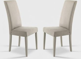 Oresteluchetta 2 Sillas Tapizadas De Microfibra Para Comedor Made In Italy Midland - Beige Juta