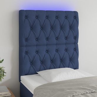 vidaXL Cabecero Con Luces Led Tela Azul 80x7x118/128 Cm Vidaxl