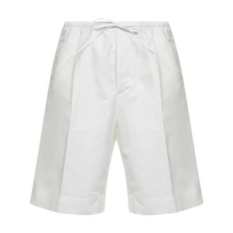 Bottega Veneta Casual Shorts, male, White, Size: XS Cotton Poplin Pleated Bermuda Shorts