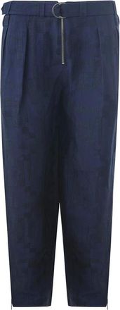 Emporio Armani Relaxed Fit Riem Pantalon - Heren - Straight fit broeken - Blauw - XL - Linnen - Broeken