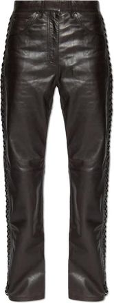 Rotate Rotate Birger Christensen, Broeken, Dames, Bruin, S, Leer, Laced Leather Pants