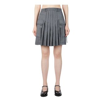 Rokh Short Skirts, female, Gray, Size: XS Pleated Skirt