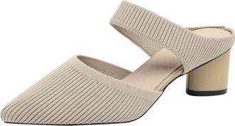 Generic Womens Party Shoes Size 5.5 Pointed Toe Chunky Block Heel Mules Comfortable Sandals Backless Pump for Business and Daily Wear Ladies Footwear 2 Footwe