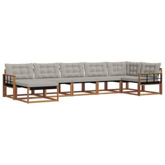 vidaXL Conjunto De Sof&aacute;s De Exterior 7 Pcs Gris Natural Y Claro Vidaxl