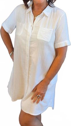 Mod-o-doc Half Sleeve Swing Shirt Dress In White Halo