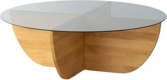 Dmora Mesa De Caf&eacute; Dpere, Mesa De Centro Baja, Revistero Para Sof&aacute;, Estante De La Sala De Estar, 90x90h30 Cm, Roble - Dmora