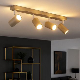 Globo Lighting Faretto da soffitto 4 fiamme color sabbia Plafoniera 4 fiamme GU10 Lampada da soffitto girevole per soggiorno, metallo, 4x GU10, LxLxH 56x6x12 cm