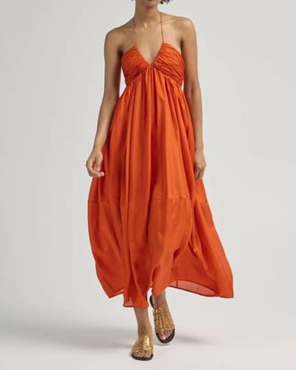 Entro Hallie Halter Midi Dress In Sunkist