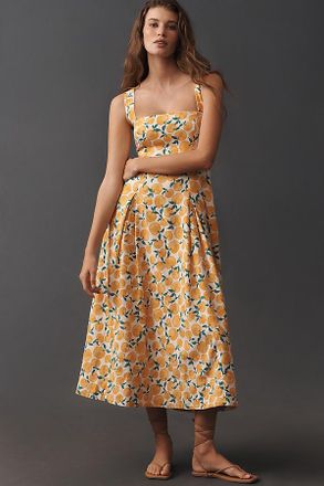 Maeve Printed A-Line Halter Midi Dress