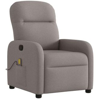 vidaXL Sill&oacute;n De Masaje Reclinable De Tela Gris Taup&eacute; Vidaxl
