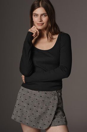 Maeve Long-Sleeve Scoop-Neck Ribbed Tee