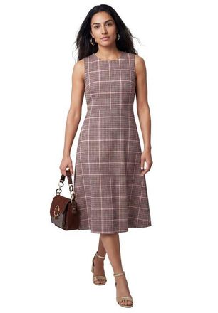 Jessica London Bi-Stretch Fit And Flare Dress in Rose Check Houndstooth at Nordstrom, Size 18