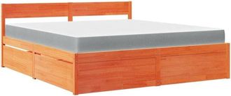 vidaXL Bed with Drawers and Mattress Wax Brown 180x200 cm Super King Solid Wood Pine Vidaxl
