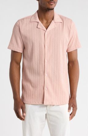 T.R. Premium Modern Fit Textured Camp Shirt in Dusty Pink at Nordstrom Rack, Size Xx-Large
