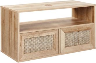 Beliani Wall Mounted Washbasin Cabinet ROSELL 86 cm Light Brown