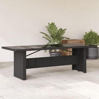 vidaXL Mesa De Jard&iacute;n Superficie De Vidrio Rat&aacute;n Pe Negro 240x90x75 Cm Vidaxl