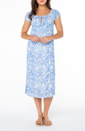 Roxy Sweet Pea Puff Sleeve Midi Dress in Silver Lake at Nordstrom, Size Xx-Large