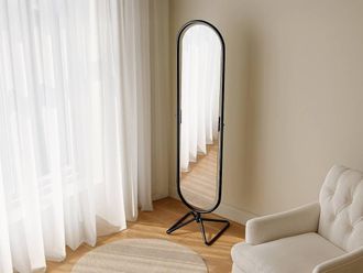 Vente-Unique Pivoting Full-Length Mirror On Metal Stand - W. 40 X H. 169 Cm - Black
