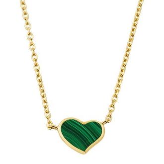 Jan Leslie Single Heart 18 Necklace Set In Sterling Silver With 18K Gold Overlay in Green at Nordstrom