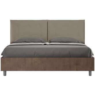 ITYhome Letto Matrimoniale con cuscini in Similpelle - egos annalisa - Tipologia Letto: Senza Rete - Dimensione Rete: 160x190 - Colore: Noce/Cappuccino