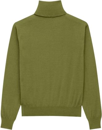 Saint Laurent Cashmere, Wool & Silk Blend Turtleneck Sweater - Green
