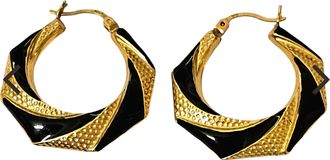 Bespoke Vintage Creole Gold and Black Earrings