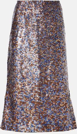 Dries Van Noten Sequined wool-blend midi skirt