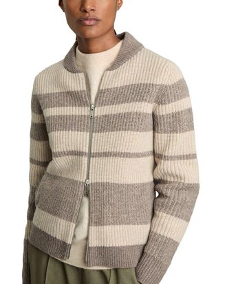 Reiss Alexa-Stripe Zip Through Wool Top