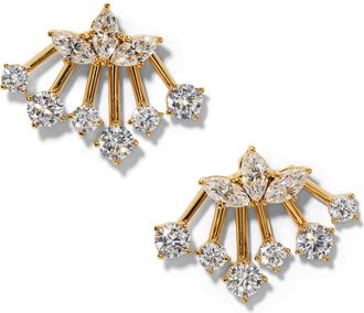 Nadri Lucia Front Back Ear Jackets in Gold at Nordstrom