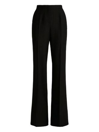 Kiton pinstripe-print pleated trousers - women - Viscose/Virgin Wool/Nylon/Polyamide - 44 - Black