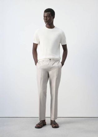 Mango Pantaloni slim-fit cropped misto cotone grigio ghiaccio - Uomo - 46 - MANGO MAN