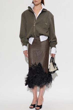 The Attico Skirt With Ostrich Feathers, Womens, Brown