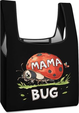 Generic Ladybug Mom Mama Bug Shopping Bag Reusable Grocery Tote Bag Foldable Handbag for Travel Picnic