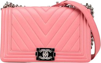 Chanel Borsa a spalla Chanel Pre-owned Boy Flap in agnello trapuntato Chevron misura media - - Pre-owned - Donna - Rosa - ONE SIZE