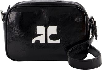 Courr&egrave;ges Womens Crossbody Bag Black Calfskin