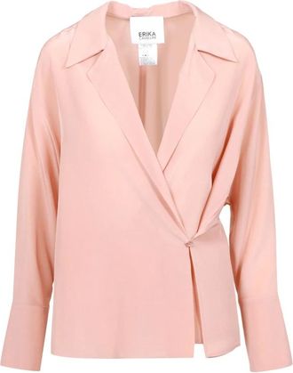 Erika Cavallini Semi Couture Poederroze Zijden Blouse Noemi - Dames - Blouses - Roze - L - Overhemden