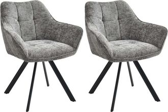 Clp Clp - Juego De 2 Sillas De Comedor Scott Gris Oscuro Tela