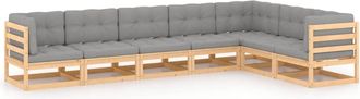 vidaXL Juego De Muebles De Jard&iacute;n 7 Pzas Y Cojines Madera Maciza Pino Vidaxl