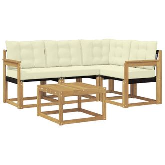 vidaXL Conjunto De Sof&aacute;s De Exterior Con Coj&iacute;n 5 Pcs Blanco Y Crema Vidaxl