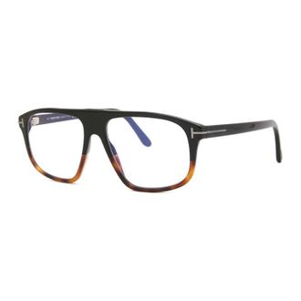 Tom Ford Eyeglasses Square Full Rim, Black/havana Frame And Clear Blue Light Block Lens Ft5901-B-N056