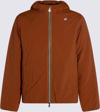 K-Way Orange Nylon Jack Plain Casual Jacket