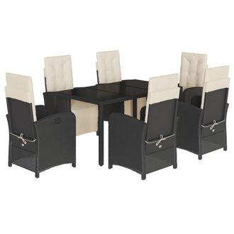 vidaXL Set Da Pranzo Da Giardino 7 Pz Nero Con Cuscini In Polyrattan - Vidaxl