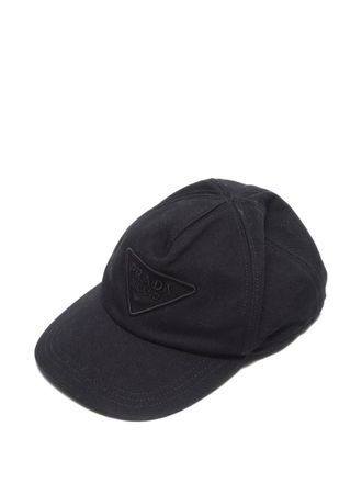 Prada 2010-2020 logo-embroidered baseball cap - women - Cotton - One Size - Black