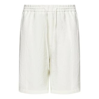 Emporio Armani Casual Shorts, male, White, Size: 2XL White Linen Drawstring Shorts Ss25