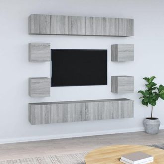 vidaXL Vidaxl - Set De Muebles Para Tv 10 Pzas Madera Contrachapada Gris Sonoma