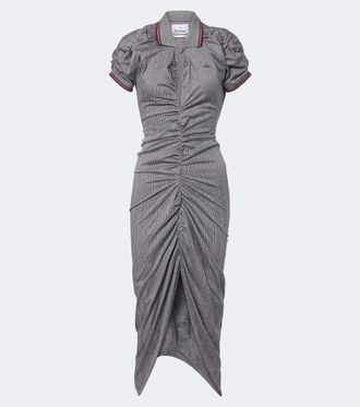Vivienne Westwood Pulling striped ruched cotton midi dress